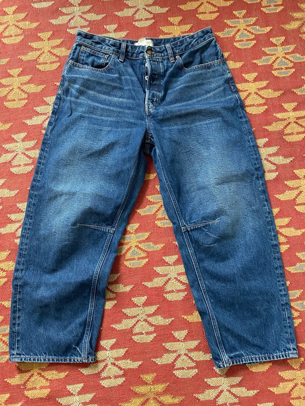 Madewell Curvy Darted Barrel Leg Dark Blue Denim Jeans